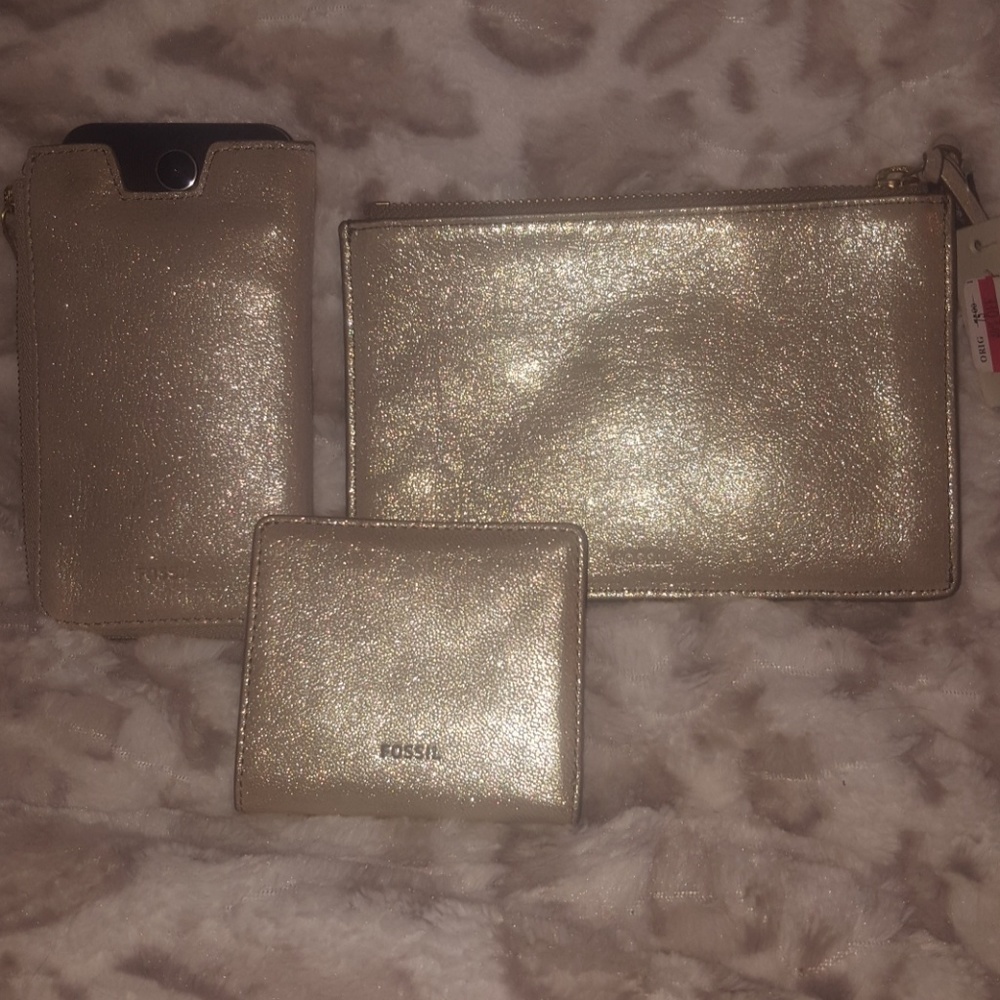 BUNDLE OF 3 FOSSIL LEATHER ACCESSORIES NWTS